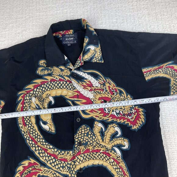 Vintage Y2k Urban Rags Dragon AOP Print Button Jersey Shirt Vtg NYC (Read) Men M - Picture 7 of 16